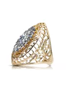 14k geltono aukso Žirkoniai Žiedas Vintage vrc090y